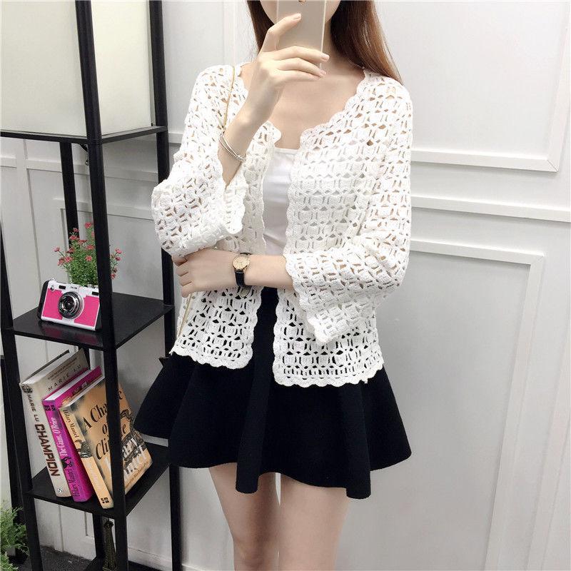 Женский летний кружевной вязаный пляжный шаль-кардиган накидка Default белый