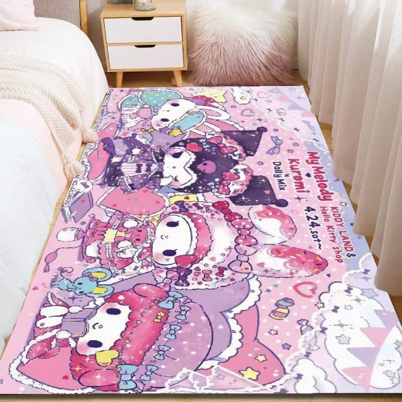 Fashion Soft Sanrio Family Style Bedside Rug Non-Slip Small Carpet for Bedroom Floor Mat Cozy Room Decor Cute Theme Plush Mat