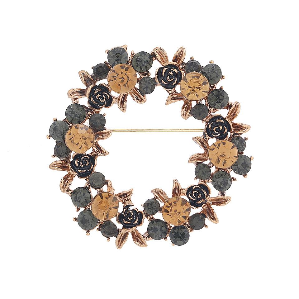 Frauen Exquisite Blumengirlande Kristall Broschen Accessoires Luxus Strass Glänzende Abzeichen Schmuck Für Dame Party Hochzeit