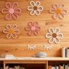 6Pcs/Set Bohemia Flower Wall Hanging Ornament Decoration Farmhouse Rustic Wooden Floral Wall Art Home Office Living Room Bedroom Wall Decoration