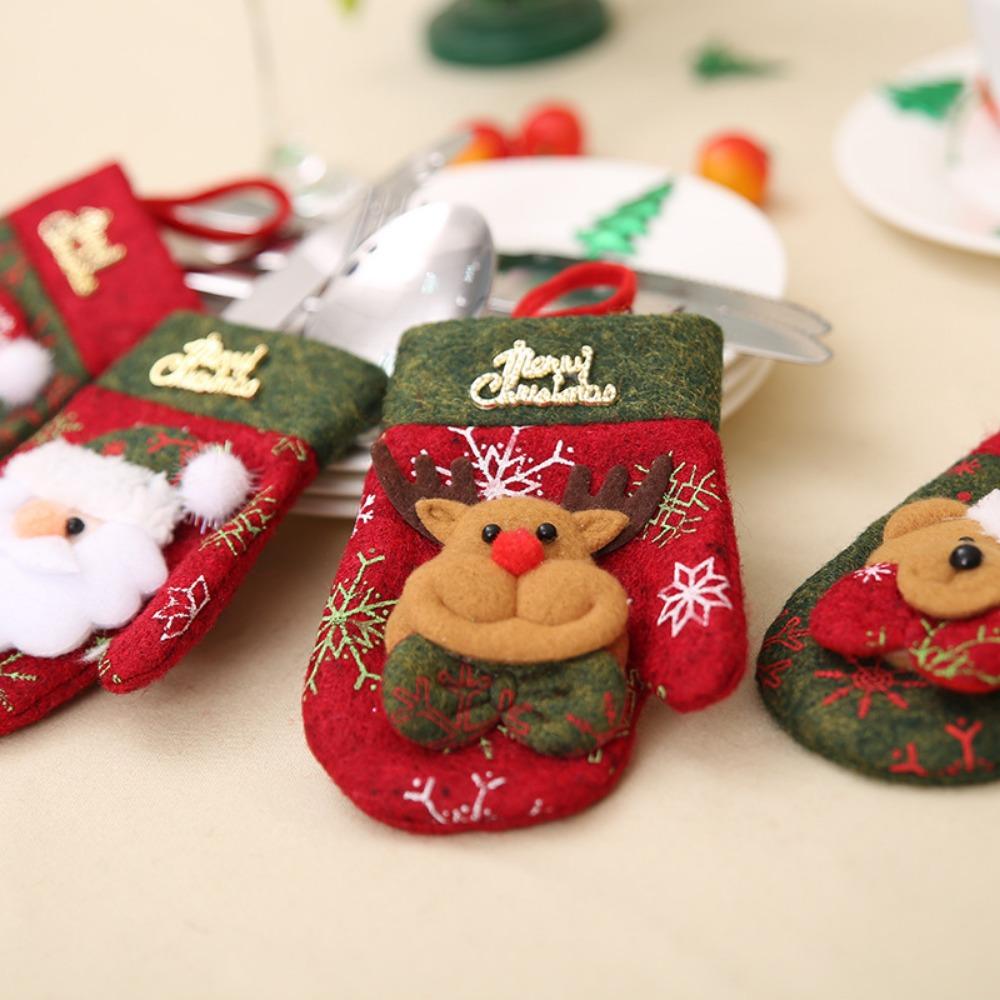 New Christmas Decorations Restaurant Tabletop Cutlery Set Knife and Fork Set Gift Bag Gloves