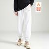 Li Ning Knitted Sweatpants Women's White Fleece Lined Thickened Straight Fit Pants AKLVD14-2