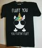 FLUFF DICH DU FLUFFIGER FLUFF Regenbogen Sassy Einhorn 100% Baumwolle T-Shirt Herren T-Shirts Oberteil Klein, Schwarz