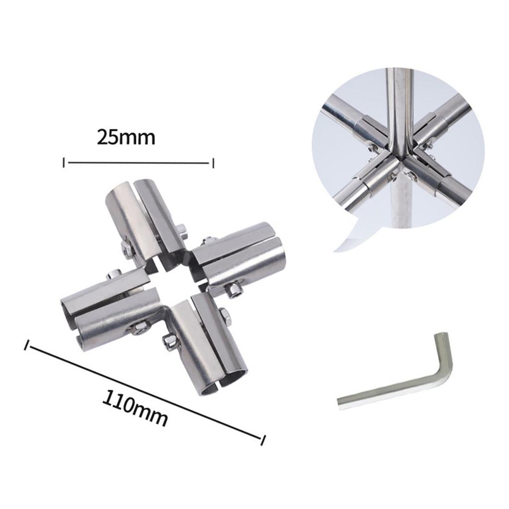 Stainless Steel Tube Connector Tube Clamp Connector for Cabinets Shelf Frames Drying Racks Round Pipe Connection Containers