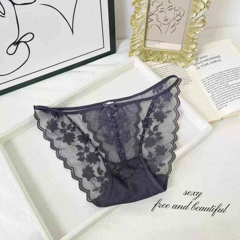 Lady Summer Pure Desire Sexy Lace Hollow Net Gauze Breathable Low Waist Triangle Briefs