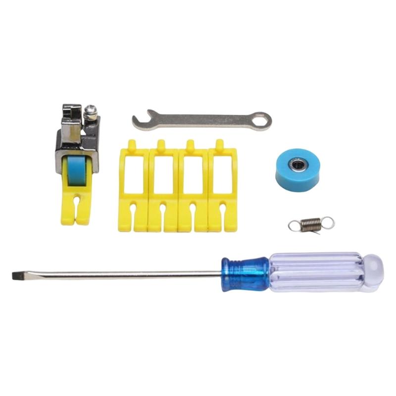 

Replaceable Flat Car Roller Presser Foot and Intall Tool Set Sewing Machine Accessory for Thin and Thick Fabric Sewing 1