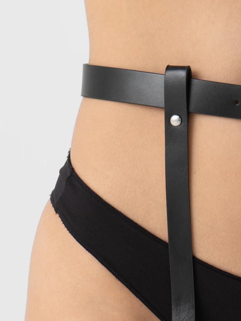 Women'S Adjustable Black Leather Garter Belt, Thigh Straps, Punk Gothic Body Harness Fashion