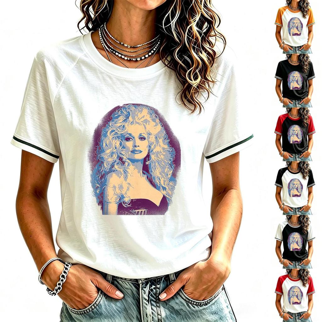 Women's Fashion Casual Short Sleeve Neck Printed T-Shirt