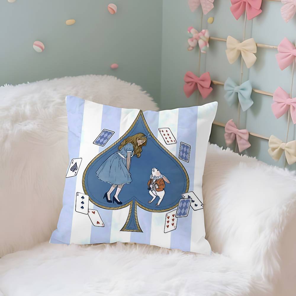 Classic AnimeAalice InWwonderlandS Cute Throw Pillow Covers Pattern Cushion Cover Suitable For Sofa Bedroom Car Pillow Cover
