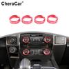Red Air Condition Audio Switch Knob Trim Ring Cover For Ford F-150 XLT 2015-