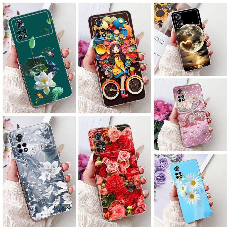For Xiaomi Poco X4 Pro 5G Case 2201116PG Funda New Fashion Flower Bowknot Soft Clear Silicone Bumper For Xiomi Poco X4 Pro Coque