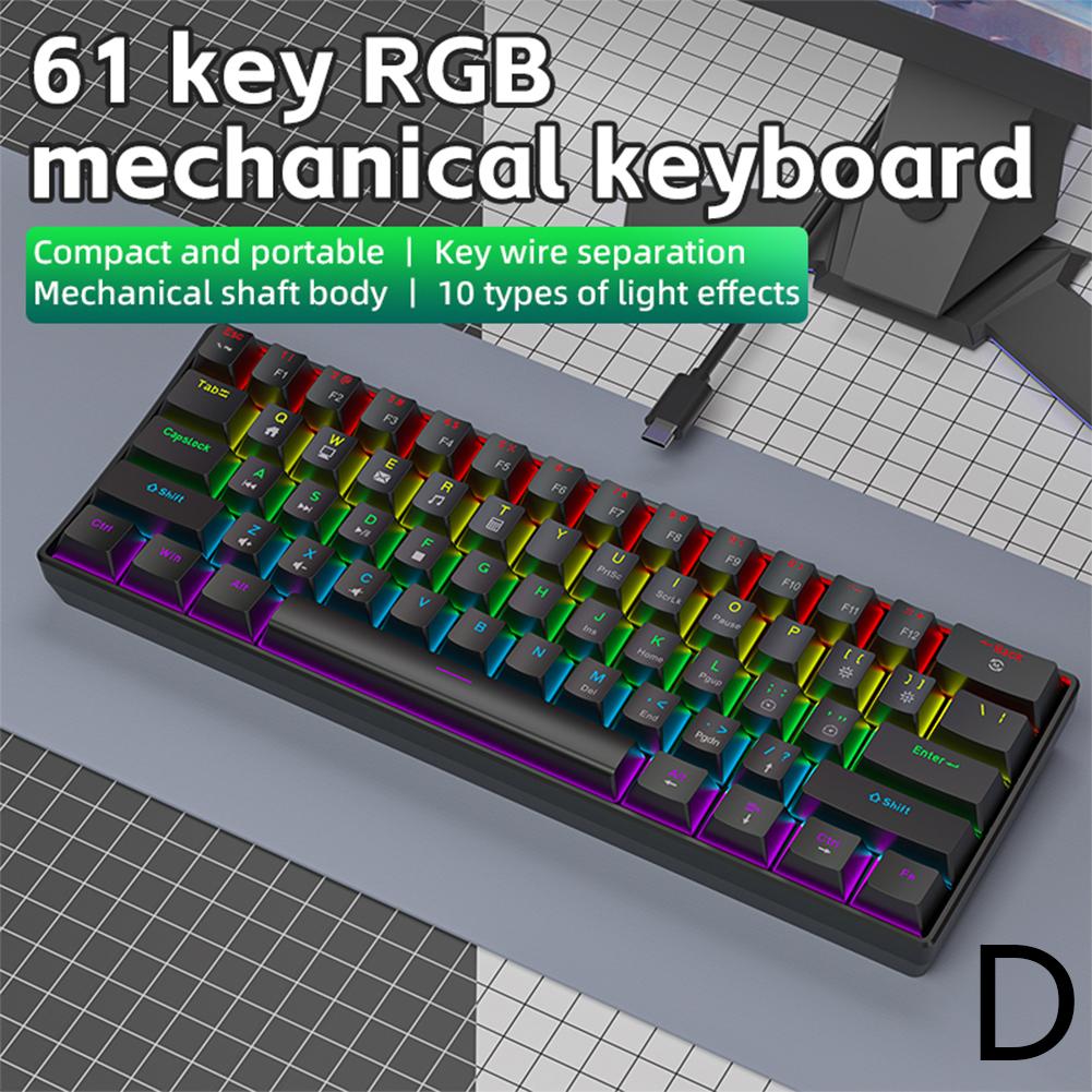 Mini Wired Gaming Mechanical Keyboard Phantom RGB, 61 Keys, Red/Blue/Yellow Switch, Ergonomic Keyboard , Portable for PC/Laptop
