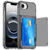 For iPhone 16e Clear Case PC + TPU Phone Cover Card Holder Kickstand
