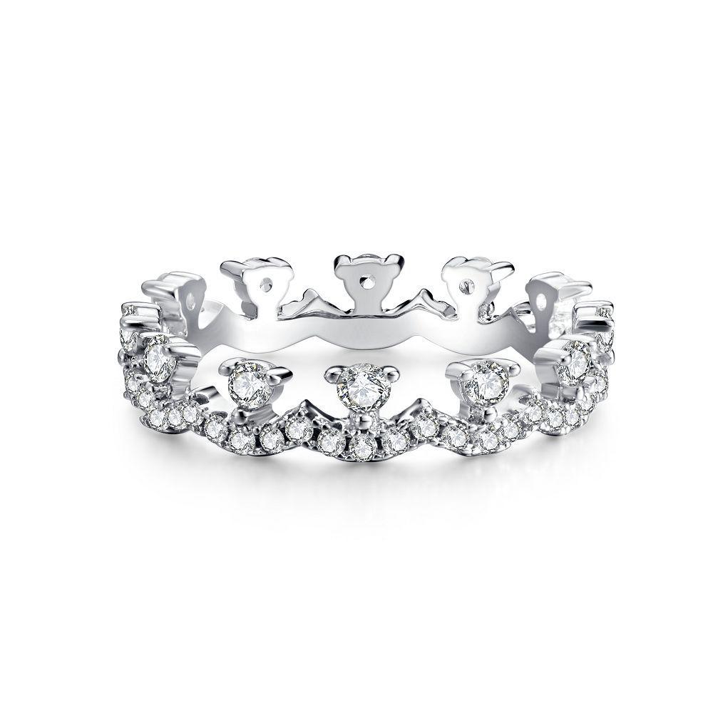 

Elegant S925 Sterling Silver Stackable Lace Ring with Full Zircon Diamonds - Trendy and High-End Fashion for Women Size 9