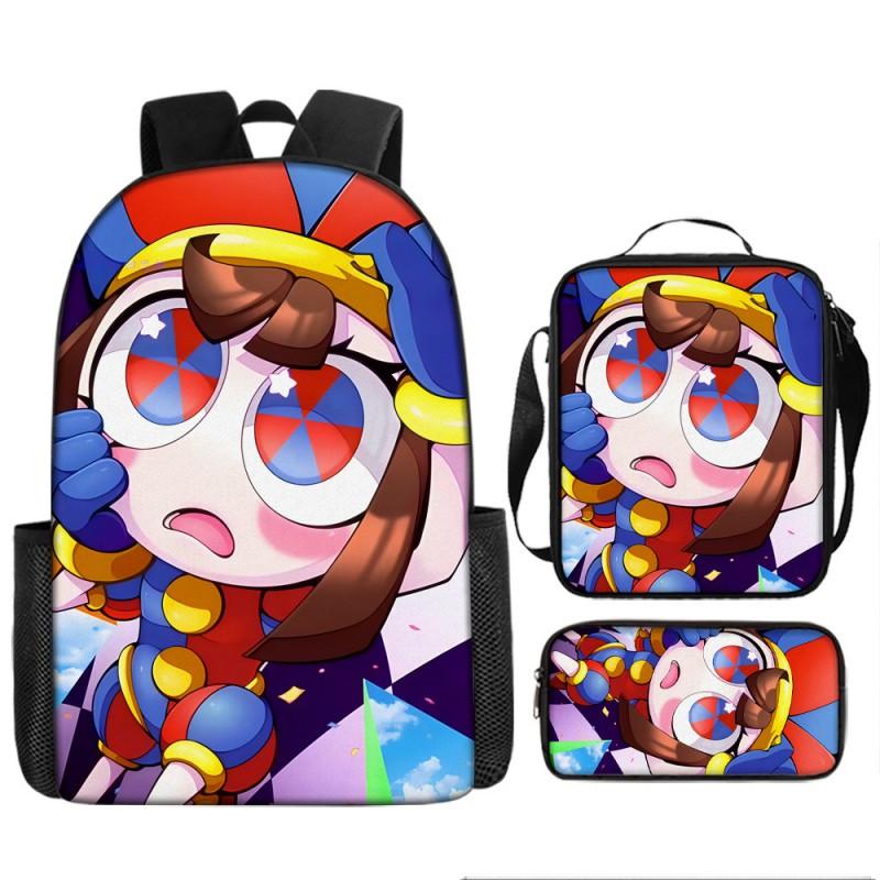 Kids School Backpack Set With Pencil Case Crossbody Bag - Cute Cartoon Print Oxford Fabric Lightweight Breathable Grades