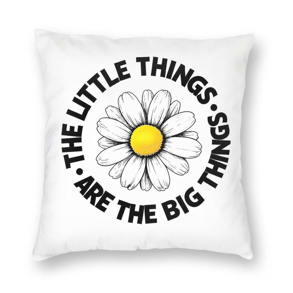 Daisy Little Things Are Big Things Pillowcase Polyester Linen Velvet Pattern Decorative Pillow Case Sofa Cushion Cover Wholesale