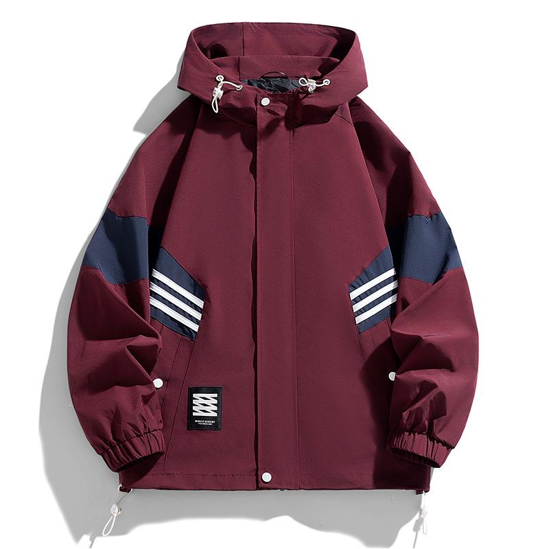 

Jacket Men s Spring and Autumn New Hooded Work Clothes Mountain Outdoor Waterproof Color-blocking Casual Men and Women Couples s Charge Suit M