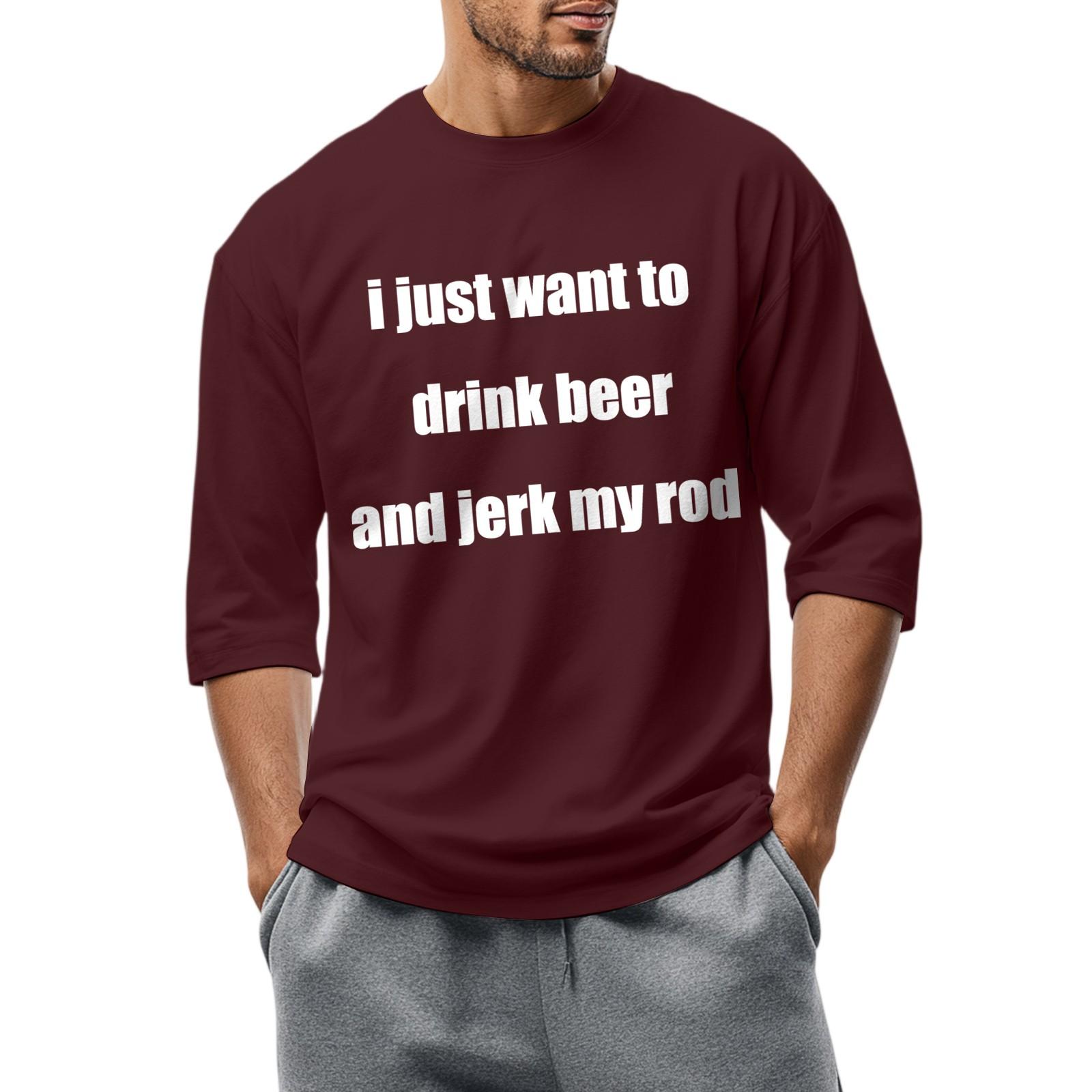 

Мужская модная повседневная футболка с круглым вырезом и рукавом три четверти XXXL винный