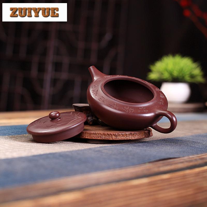 150ml Traditional Yixing Purple Clay Teapots Handmade Flat Chen Pot Raw Ore Purple Zhu Mud Kettle With Filter Zisha Tea Set Gift