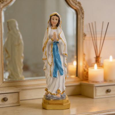 Yousheng Standing Virgin Mary Statue Blessed Our Lady of Grace Resin Figurine Sculpture Religious Prayer Room Decoration Ornament Christian Catholic