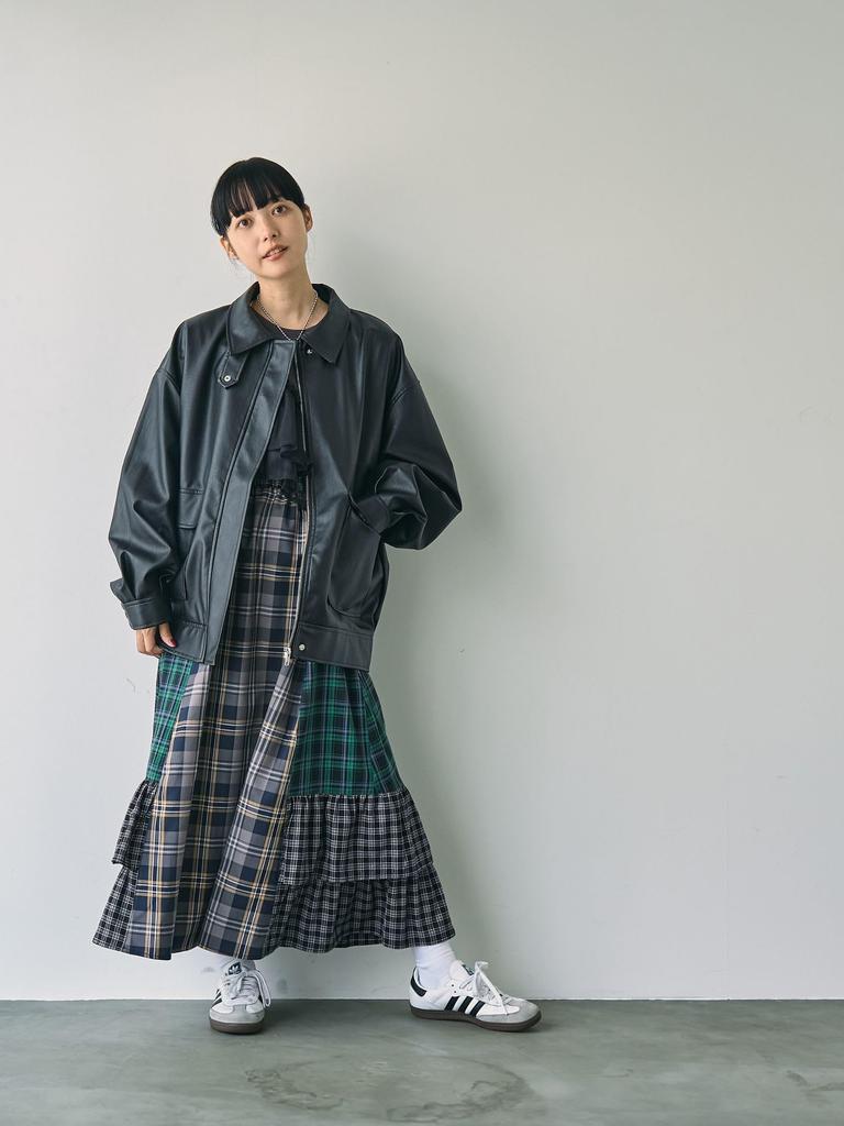 Cohen Check Patchwork Tiered Skirt (Kelly) 76706460237 6500 KELLY (65) FREE