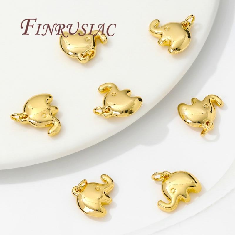 18K Gold Plated Brass Elephant Shape Charms For Earrings Accessories Trendy Charm Pendants For Necklace Making DIY Findings