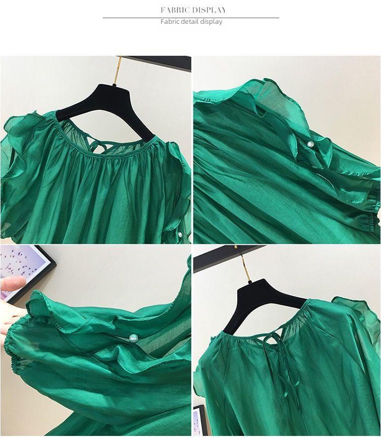 2025 Women's Sweet Chiffon T-Shirt: Flattering Summer Style, Versatile Short-Sleeve for Plus-Size Fashion.