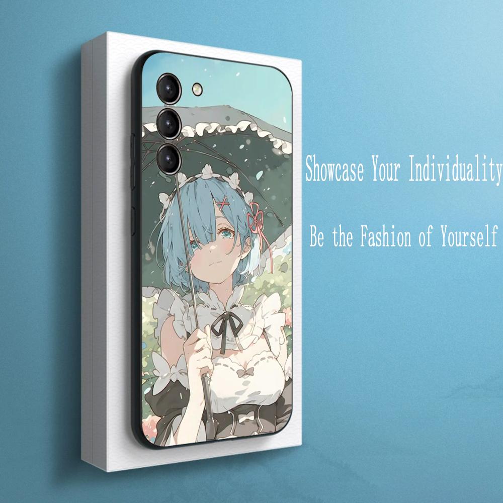 Re zero cute girl classic anime pattern Phone Case For Samsung Galaxy S26 S25 S24 S23 S22 S21 Plus Ultra Note20 Soft Black