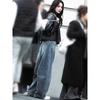 Yang Mi Style Blue Wide-Leg Jeans for Women 2026 Spring and Autumn New Retro High-Waisted Slimming Loose Fit Curved Pants