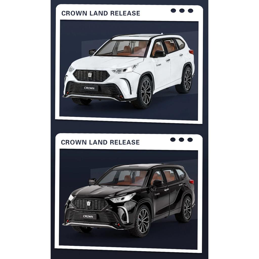 1/24 Toyota Crown KLUGER SUV Alloy Car Model Diecast Metal Toy Off-road Vehicles High Simulation Sound and Light Collectibles Kids Gift