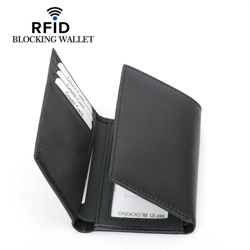 Cross-border E-commerce New RFID Three-fold Multi-card Men's Wallet, Cowhide Napa Plain Weave Wallet Will Be Sent On Behalf of You.