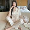 Sweet Butterfly Satin Ice Silk Jacquard Pajamas Women'S Lace Summer Short-Sleeved Comfortable Loungewear Set