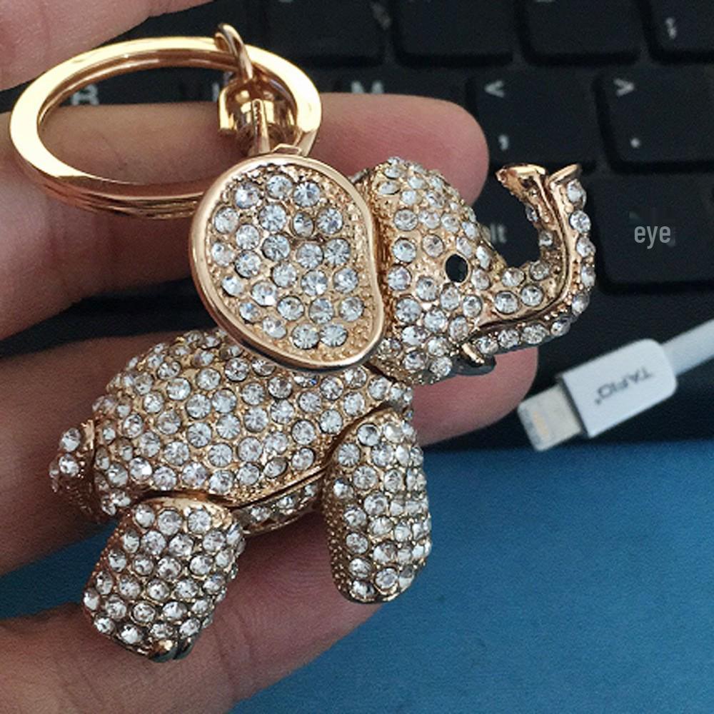 Charming Rhinestone Elephant Keychain for Women