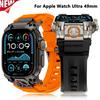 Pulseira Masculina de Silicone para Apple Watch Ultra 3 49mm Borracha Esportiva Loop Strap Para iWatch Ultra 2 1 49MM Conector Metálico Pulseira
