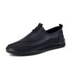 Black White Leather Casual Shoes Men Spring Autumn Slip-On Mens Loafers Soft Italian Flats Men'S Light Moccasins Walking Shoes