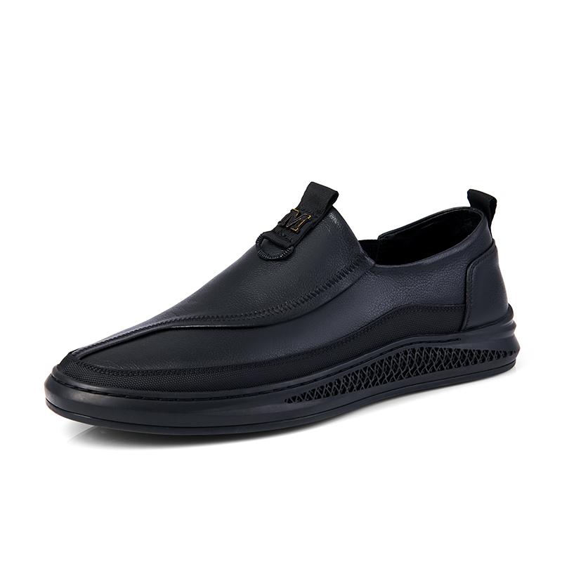 Black White Leather Casual Shoes Men Spring Autumn Slip-On Mens Loafers Soft Italian Flats Men'S Light Moccasins Walking Shoes