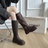 Amerikanske svarte knehøye plattformstøvletter med tykk hæl for kvinner 2025 nye vår- og høststøvletter i britisk stil tynne ridestøvletter