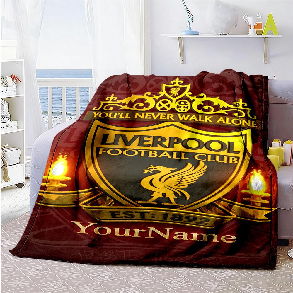Liverpool Customize Your Name Blanket Gift Customizable Blanket Soft Warm Cozy Throw For Sofa Picnics Livingroom Chair Ideal for All Seasons