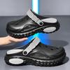 Mens Slide Shoes Pu Hole Mens Mules Anti-Skid Slide Shoes Thick Soft Platform Slide Stylish Plush Comfort Mens Sandal Shoes Summertime Shoes