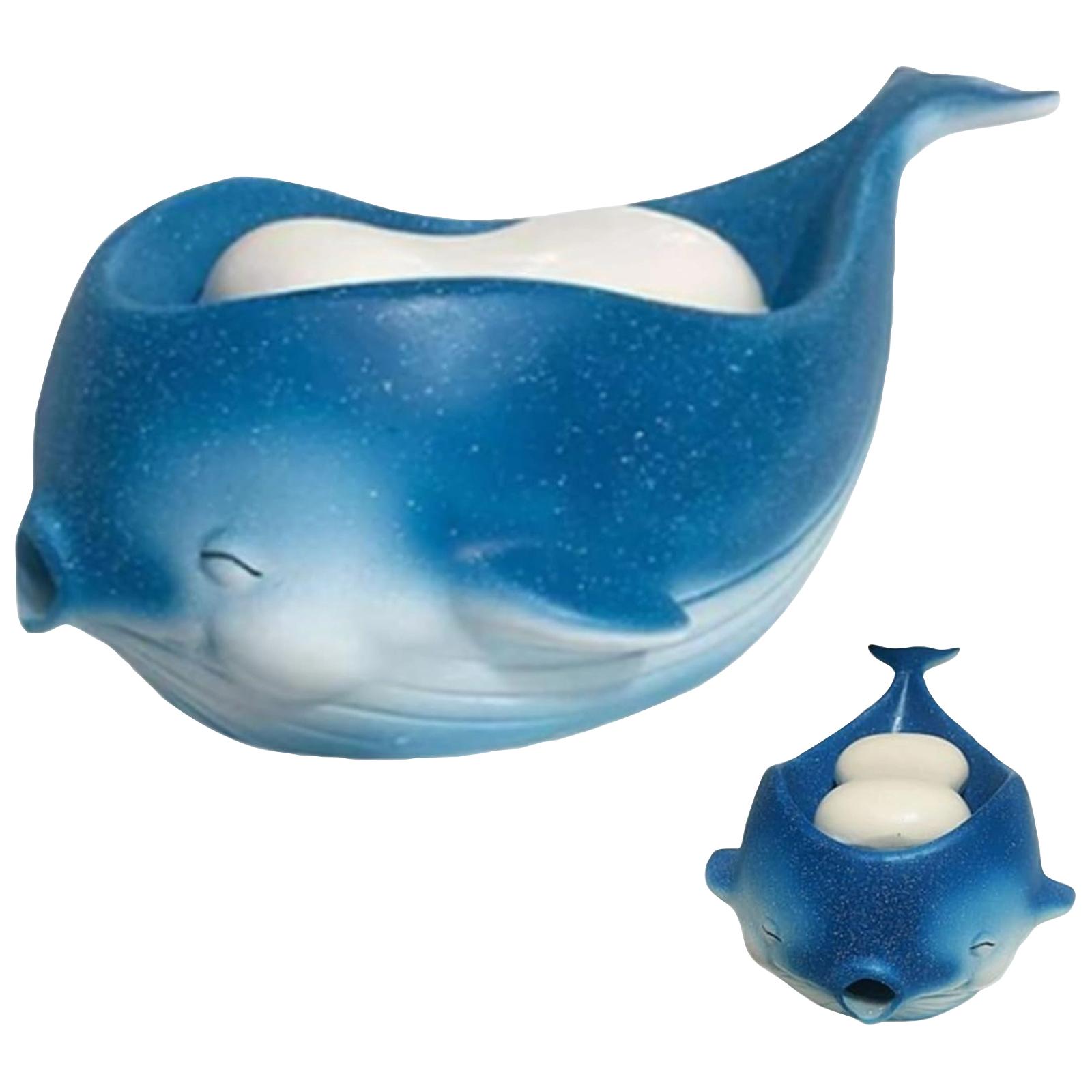 Resin Whale Soap Dish with Drainage Design Durable Bathroom Soap Holder Decorative Resin Craft Whale Shape Soap Tray One Size