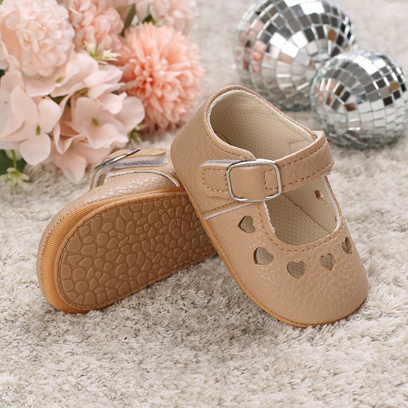 Khaki 0-18M Baby Casual Shoes Infant Toddler Bowknot Non-slip Rubber Soft-Sole Flat PU First Walker Newborn Bow Decor Mary Janes