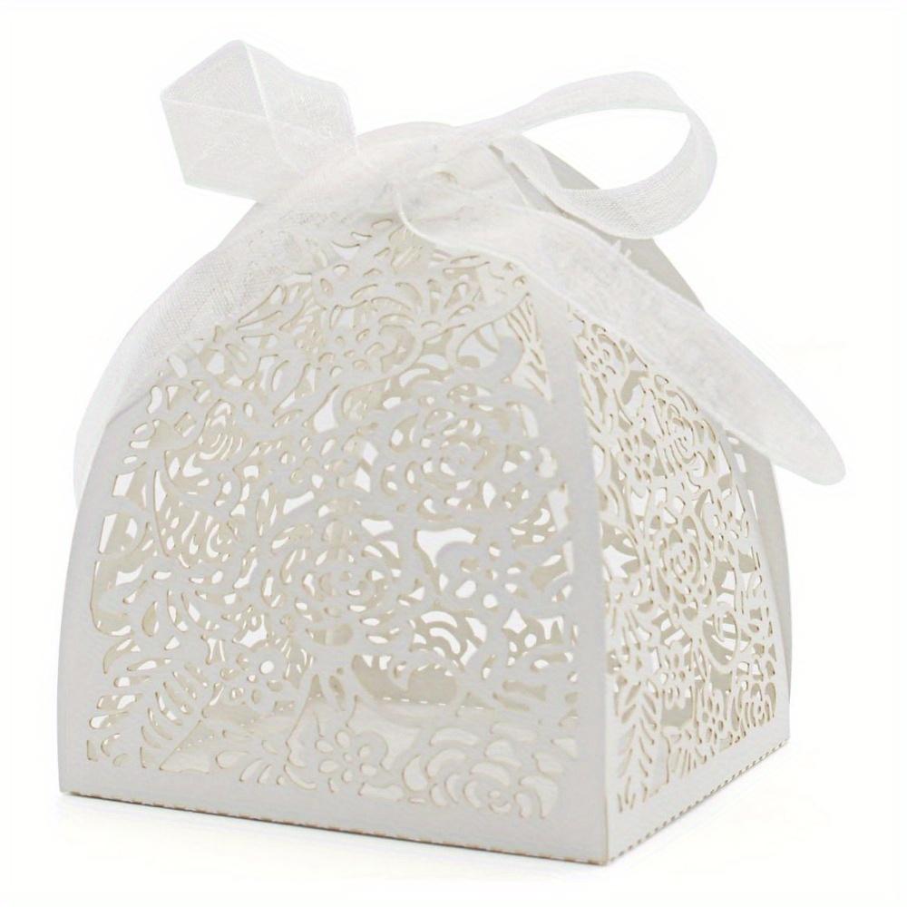 

50 шт. Подарочные коробки с лазерной резкой роз, подарочные коробки, коробки для угощений, свадебные сувениры на годовщину дня рождения 50pcs белый