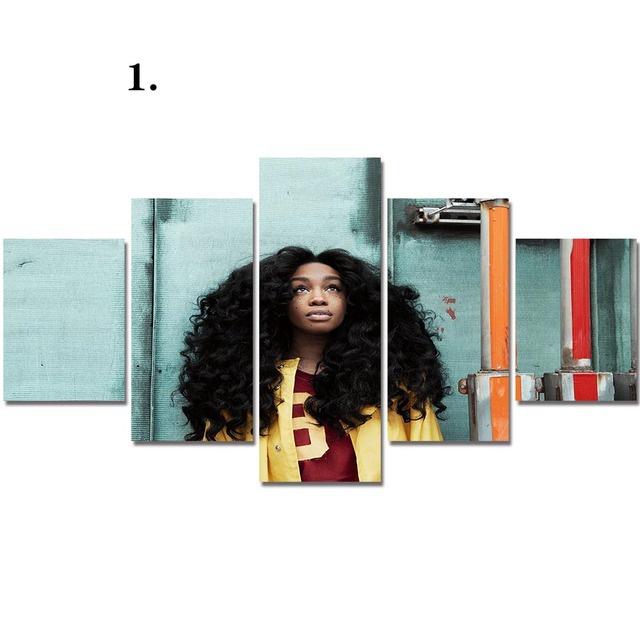 

Modular Pictures HD Print 5 Pieces Long-haired Beauties Sza Poster Canvas Painting Wall Art Living Room Home Decoration No Frame 20x35 20x45 20x55cm