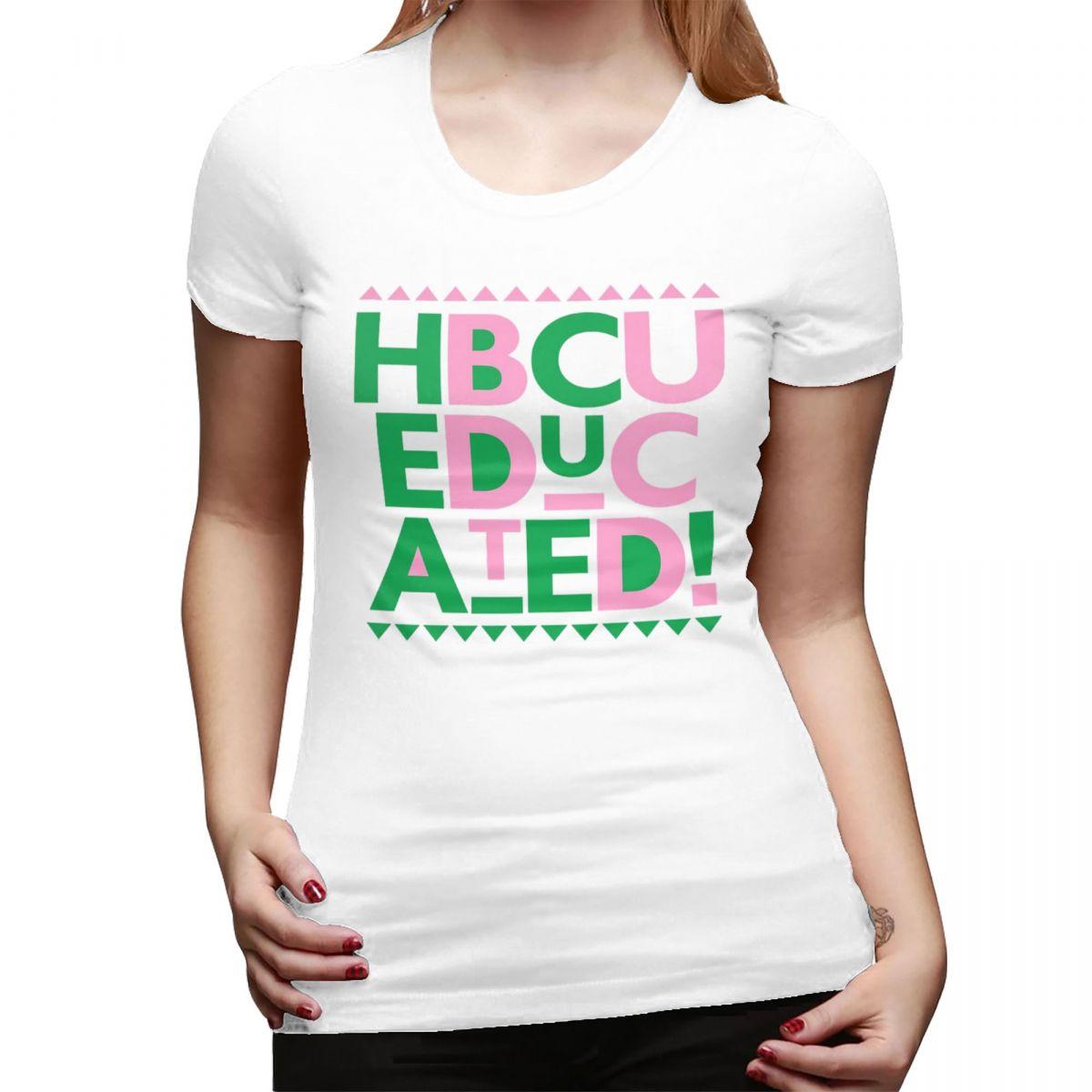 

AKA HBCU Educated TShirt for Women Round Neck Streetwear T Shirts Womens Tees Short Summer Clothes Tops S