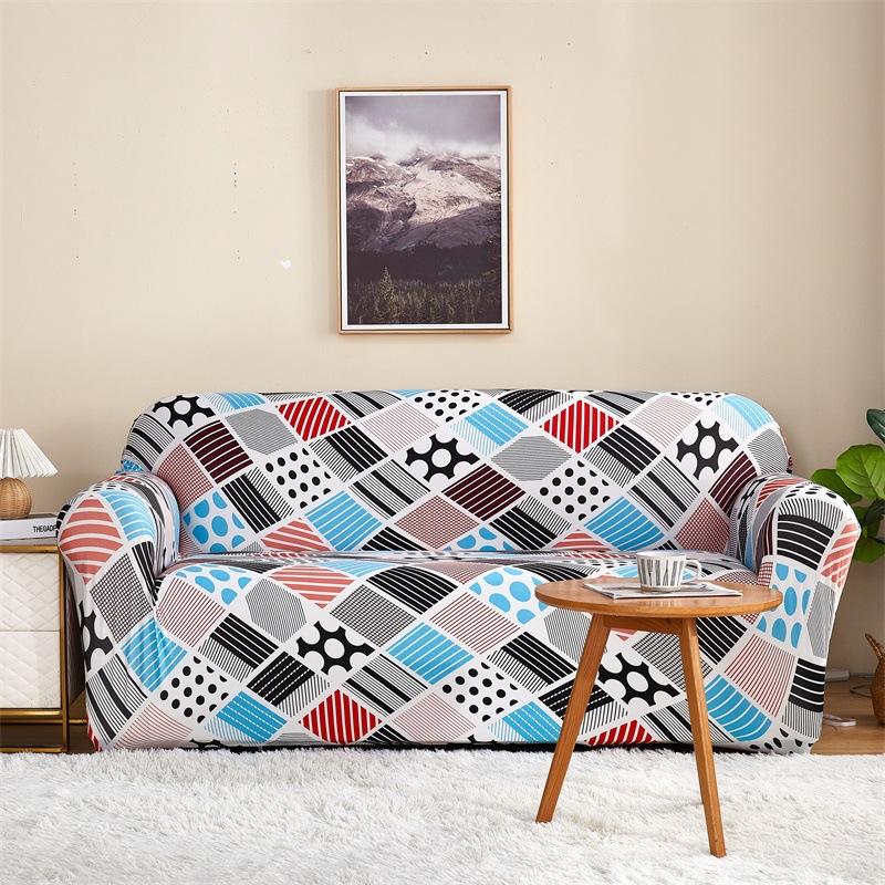 Elastic All Inclusive Printed Sofa Cover Easy To Install Sofa Protector for Living Room Anti-Wear Home Decor for All Seasons