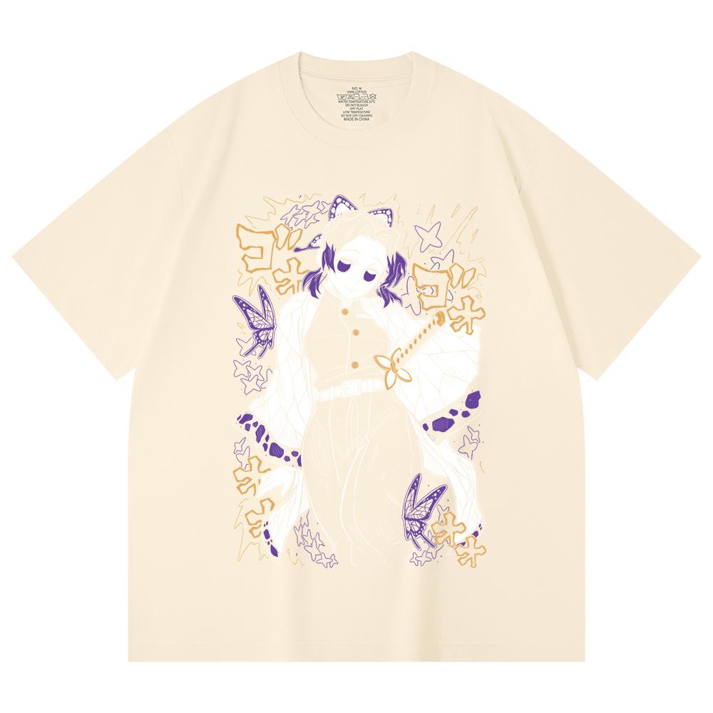 230 Gsm 100% Cotton Demon Slayer V45 Shinobu Print Unisex Heavy Cotton T Shirt