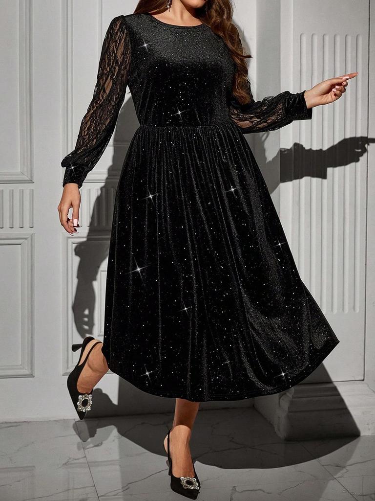 Plus Size Women's Elegant Sparkly Dress