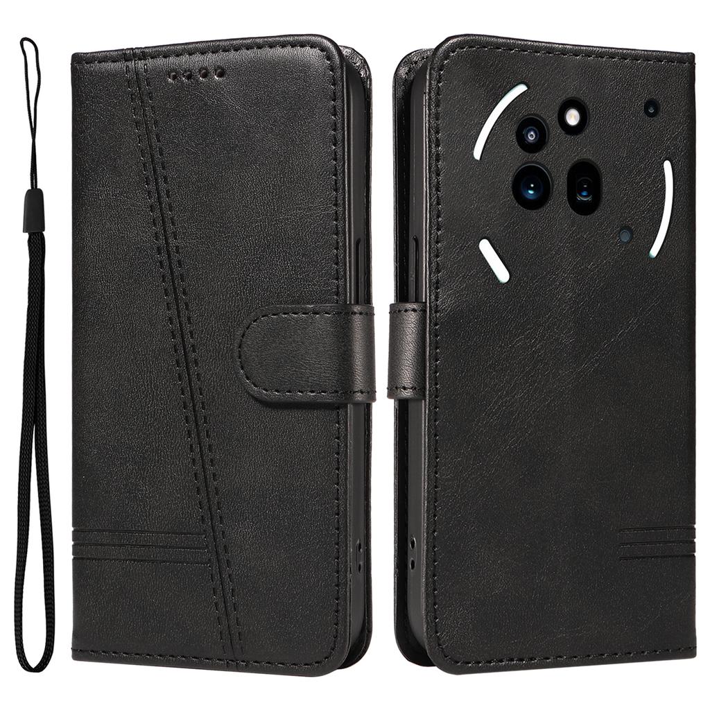 For Nothing Phone (3a) Pro Wallet Case T-Shape Lines Leather Phone Cover Stand