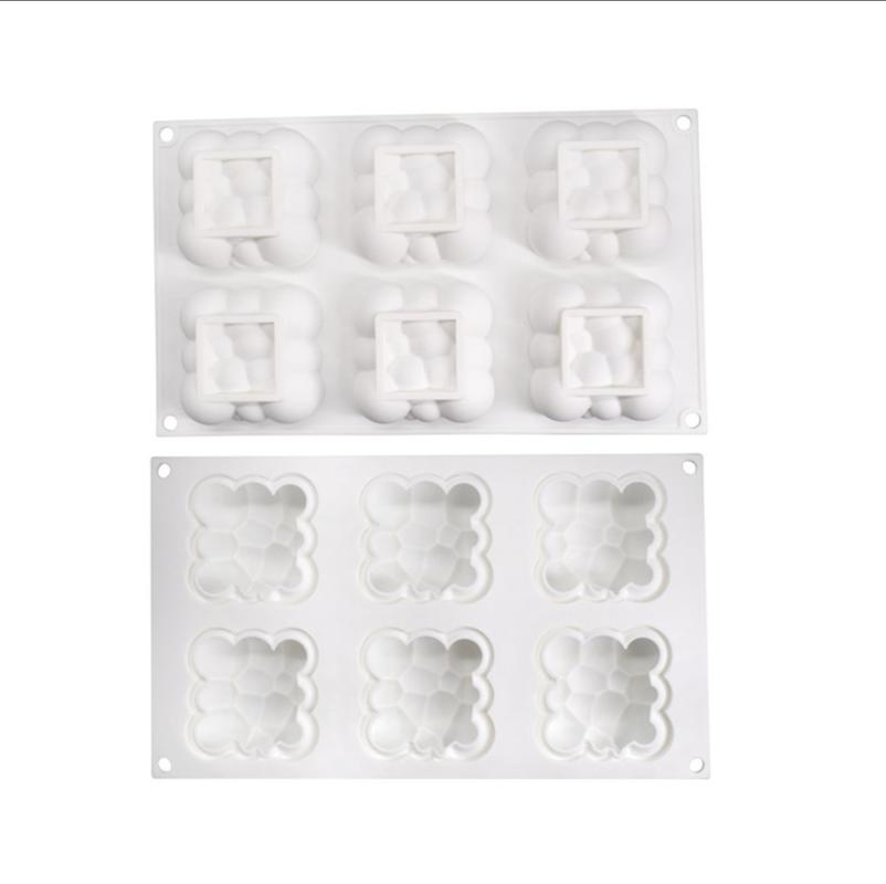 6 Holes Square Clouds Share Shape 3D Silicone Moulds Cake Moulds Silicone Moulds Moulds Dessert Moulds Decoration Decoration Moulds | Cake Moulds
