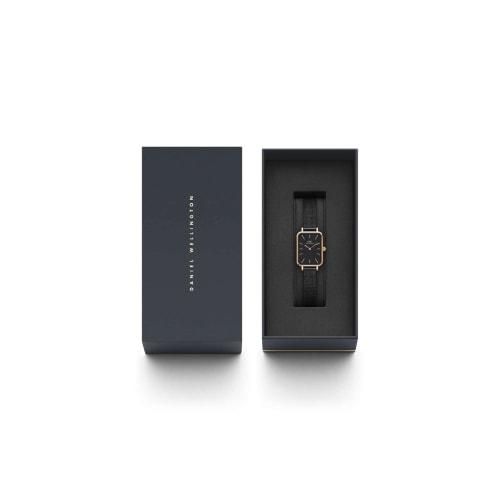 [Official Shop / 2-Year Warranty / Official Import] Daniel Wellington DW Women's Quadro Watch, 20x26mm, Pressed Ashfield RG Black. This square watch i